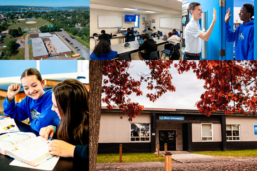 Estudantes e professores da Fredericton Christian Academy em atividades escolares e momentos de convivência no campus da escola cristã privada no Canadá.