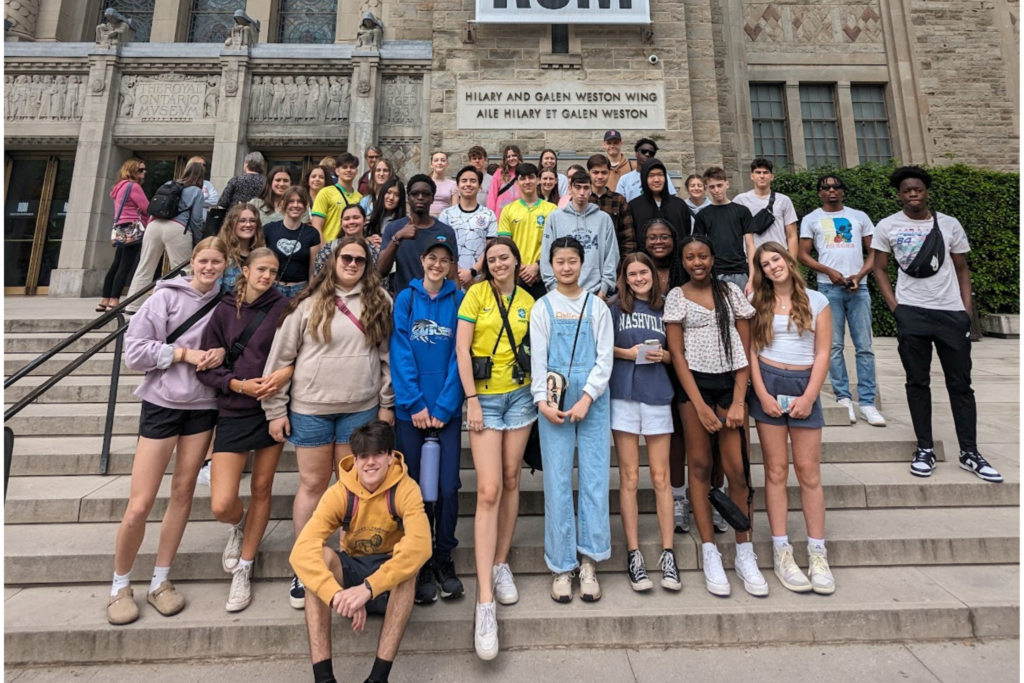 Group of international students at Fredericton Christian Academy visiting the Royal Ontario Museum during language immersion program.