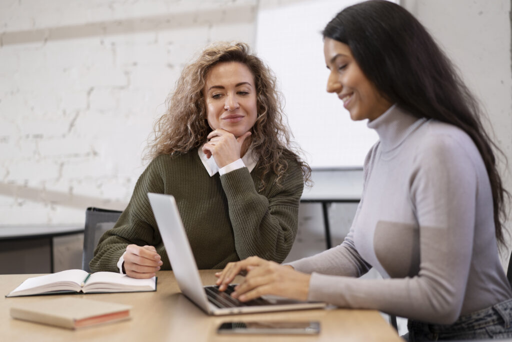 academic counsellor helping student with educational questions